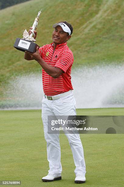 Thongchai Jaidee after winning the ISPS Handa Wales Open 2012..ISPS Handa Wales Open 2012