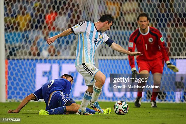Sead Kolasinac of Bosnia and Herzegovina and Lionel Messi of Argentina
