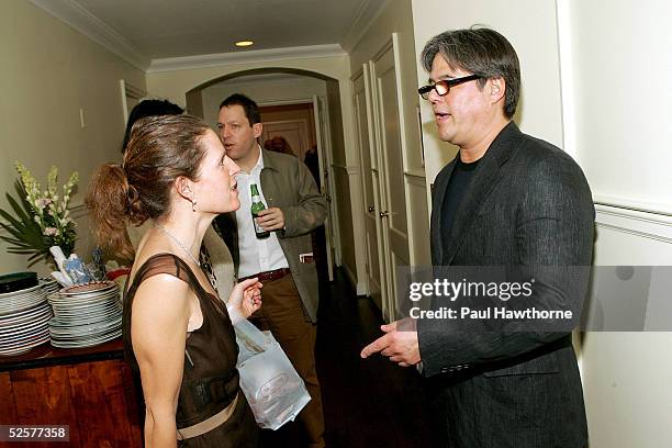 Johanna Herwitz and director Paul H-O attend a party for Nimrod Antal's directorial debut of "Kontroll" at Andrew Herwitz's home April 1, 2005 in New...