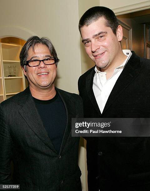 Director Paul H-O and director Nimrod Antal attend a party for Antal's directorial debut of "Kontroll" at Andrew Herwitz's home April 1, 2005 in New...