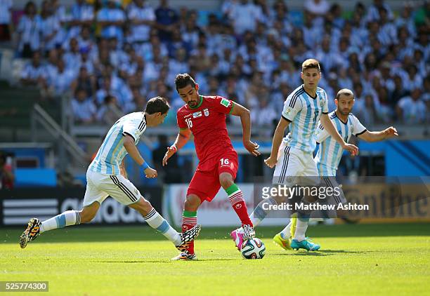 Reza Ghoochannejhad of Iran in action against Argentina