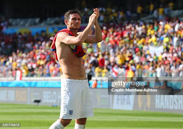 Frank Lampard of England applauds the fans at the end of the match
