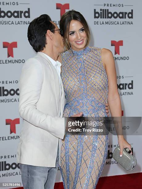 Marc Anthony and Shannon de Lima are seen arriving to the Billboard Latin Music Awards at the Bank United Center on April 28, 2016 in Miami, Florida.