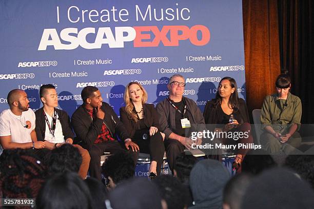 Songwriters Augie Ray and Jintae Ko of TRiON, Disney Music Group A&R Director Brandon Kitchen, Matrix Artists President Jennifer Horton, attorney...