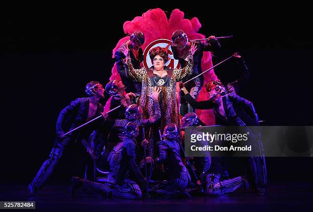 Casey Donovan plays the role of Killer Queen during the 'We Will Rock You' media call at Lyric Theatre, Star City on April 29, 2016 in Sydney,...