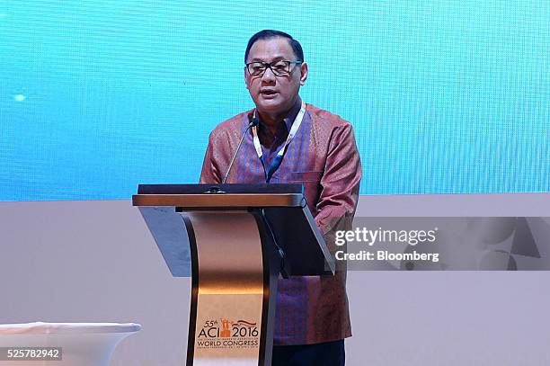 Agus Martowardojo, governor of Bank Indonesia, speaks during the AIC World Congress conference in Jakarta, Indonesia, on Friday, April 29, 2016. The...