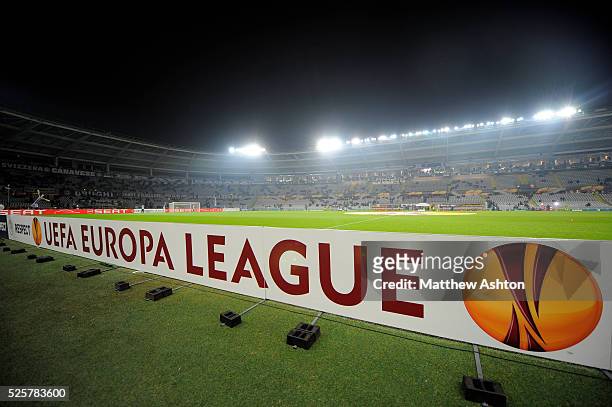 Europa League signage in The Olimpico di Torino the home stadium of Juventus