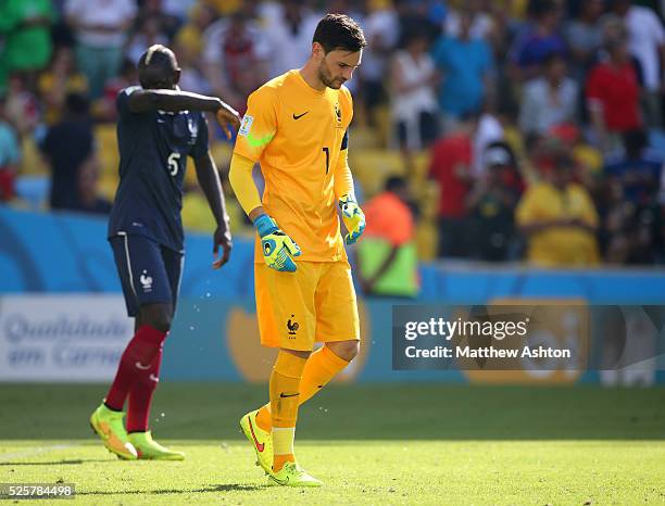 Dejected Goalkeeper Hugo Lloris of France and Mamadou Sakho of France