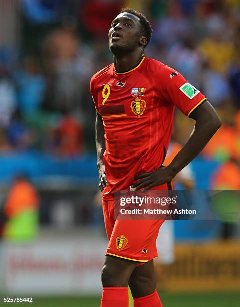 Dejected Romelu Lukaku of Belgium as they get knocked out of the world cup and Argentina go through to the semi final