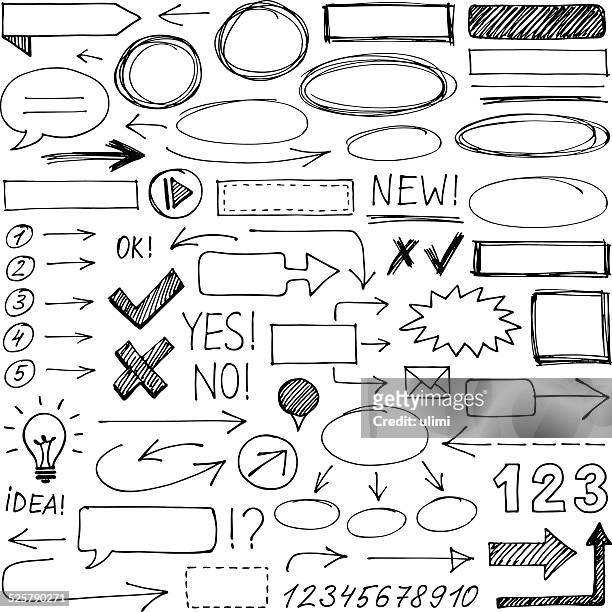 hand gezeichnete design-elemente - doodle stock-grafiken, -clipart, -cartoons und -symbole