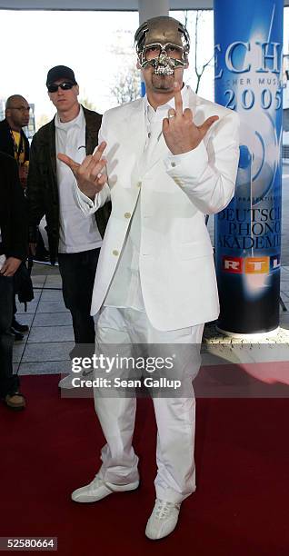 German singer Sido arrives at the "ECHO" 2005 German Music Awards at the Estrel Convention Center on April 2, 2005 in Berlin, Germany.