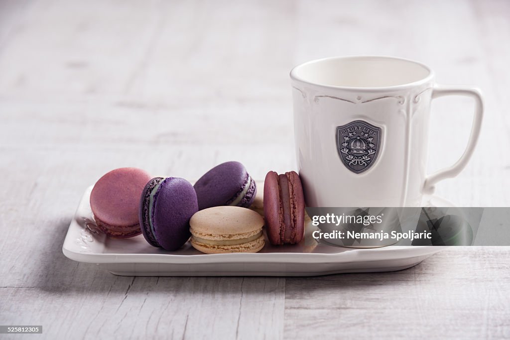 French macarons in plate