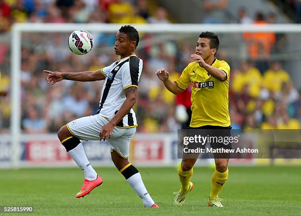 Luis Muriel of Udinese and Cristian Battocchio of Watford