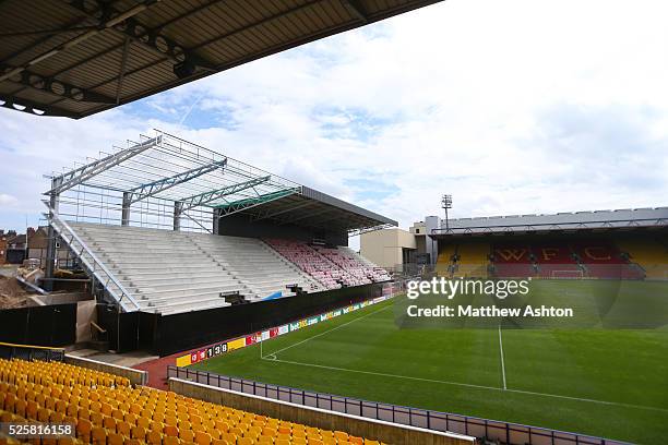Building work continues on the new stand at Vicarage Road stadium, home of Watford