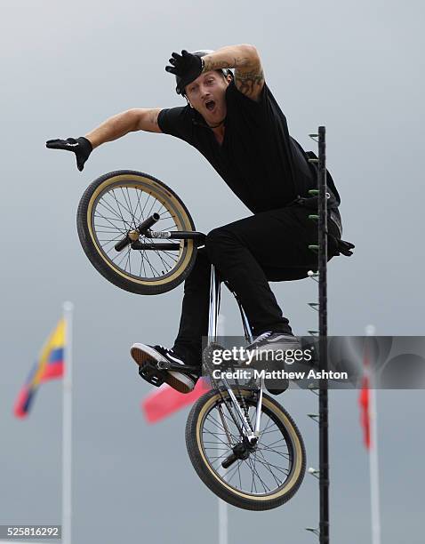 Rider performs stunts to entertain the spectators during the 2012 London Olympic Summer Games at the Olympic Park, London, UK on August 8th 2012