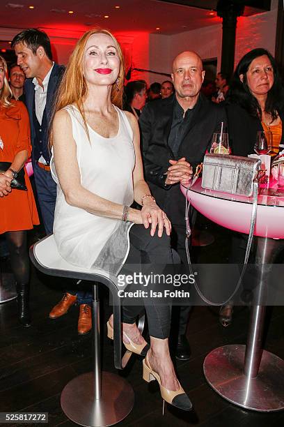 Actress Andrea Sawatzki and her husband actor Christian Berkel during the Telekom Entertain TV Night Party at Hotel Zoo on April 28, 2016 in Berlin,...