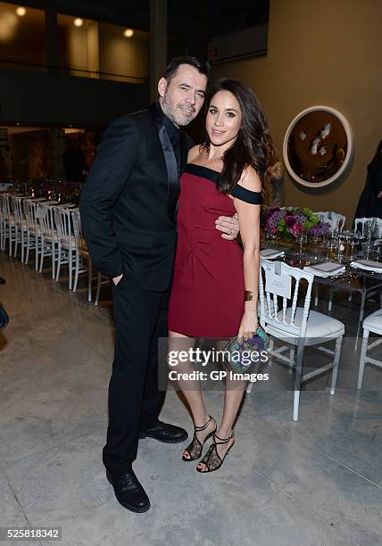 Designer Roland Mouret and actress Meghan Markle attend the Roland Mouret private dinner at Corkin Gallery on April 28, 2016 in Toronto, Canada.