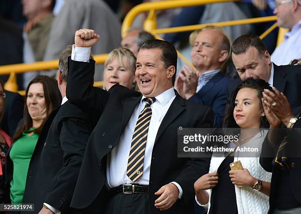 Jez Moxey the CEO of Wolverhampton Wanderers celebrates victory at full time