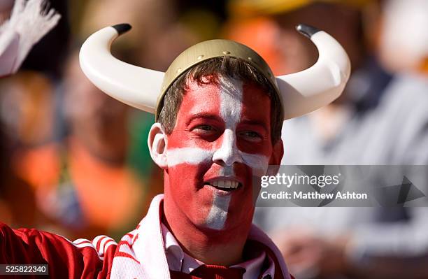 Denmark fan with a painted face