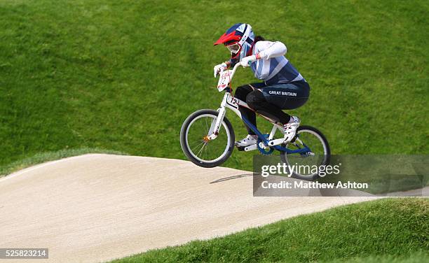 Shanaze Reade of Great Britain during the 2012 London Olympic Summer Games at the BMX track, Olympic Park, London, England, UK on August 10th 2012