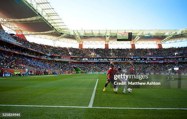 Alexis Sanchez of Chile and Edgar Alvarez of Honduras in The Mbombela Stadium in Nelspruit