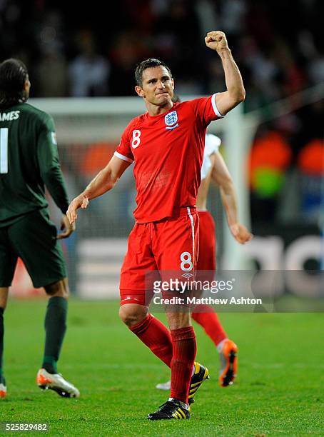 Frank Lampard of England celebrates after the 0-1 victory over Slovenia