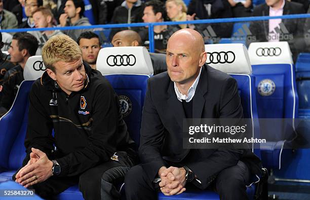 Stale Solbakken the head coach / manager of Wolverhampton Wanderers and Johan Lange the first team coach of Wolverhampton Wanderers