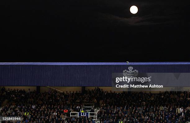 Full moon above Loftus Road Stadium, home of Queens Park Rangers