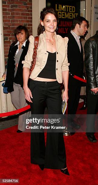 Actress Katie Holmes attends attend the opening night of the Broadway play "Julius Caesar" on April 3, 2005 in New York City.
