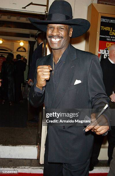 Former heavy weight boxer, Michael Spinks, arrives at the Belasco Theater for the opening night of Julius Caesar starring Denzel Washington as Brutus...