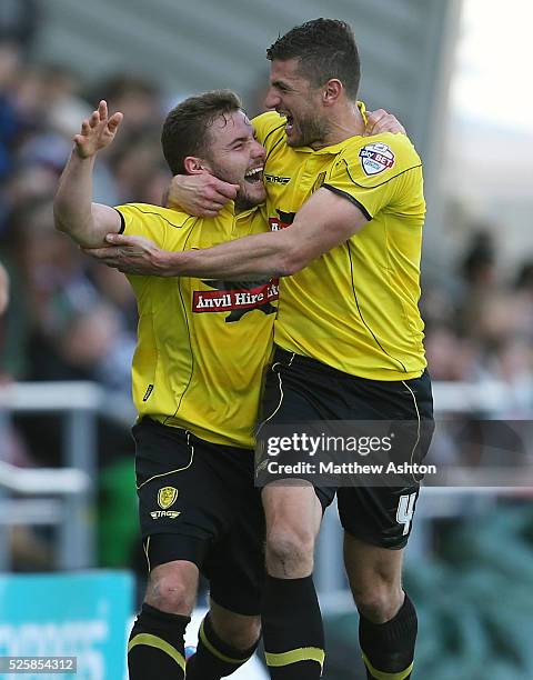 Alex MacDonald of Burton Albion celebrates with John Mousinho of Burton Albion after scoring a goal to make it 1-2