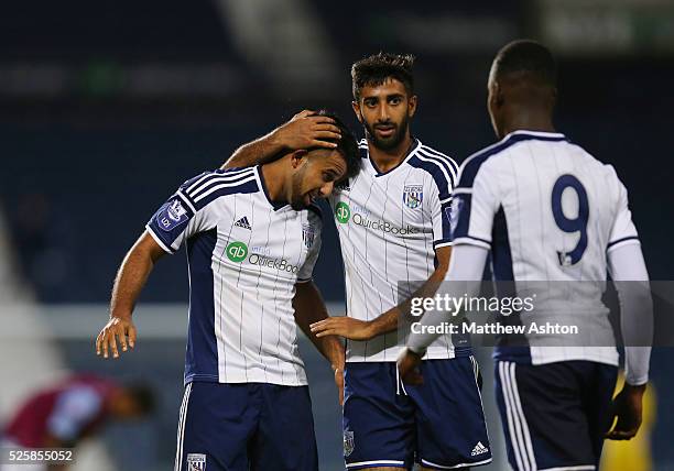 Adil Nabi of West Bromwich Albion U21 celebrates after scoring a goal to make it 1-1