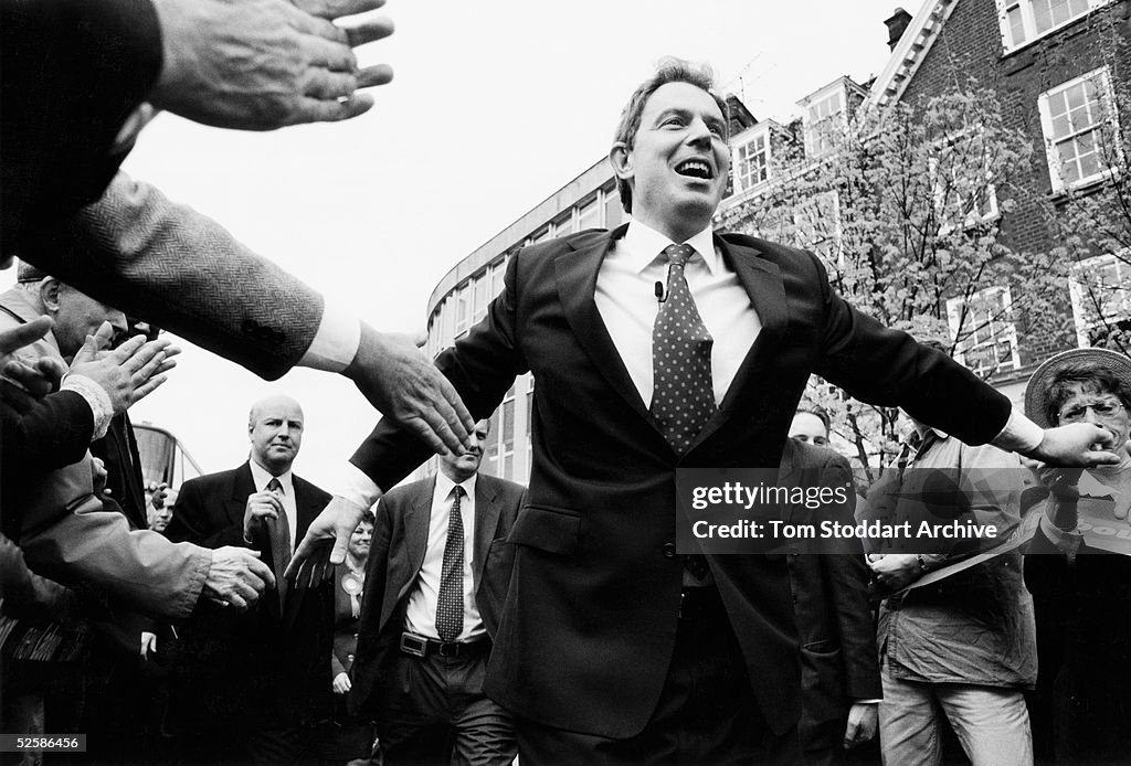 Tony Blair MP is seen during the 1997 General Election campaign... News