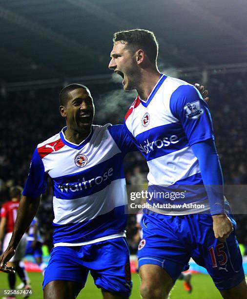 Sean Morrison of Reading celebrates after scoring a goal to make it 3-2