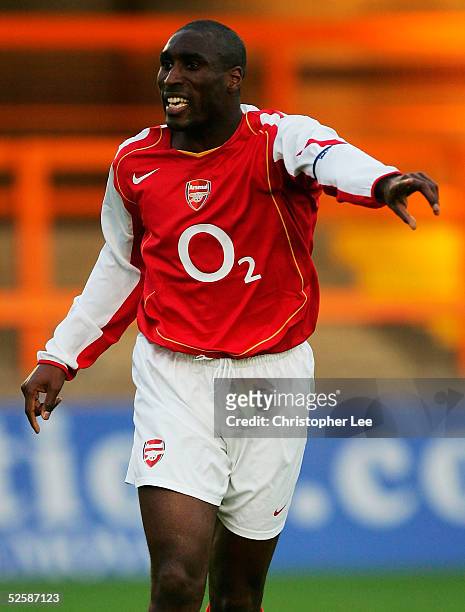 Sol Campbell of Arsenal in action as he returns from injury during the Barclays Reserve League South match between Arsenal and Norwich City at...