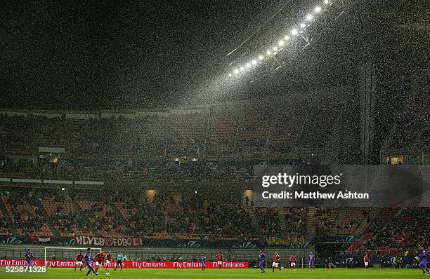 Snow falls in the Toyota Stadium as Sanfrecce Hiroshima get knocked out by Al Ahly SC in Toyota, Japan during the FIFA Club World Cup 2012