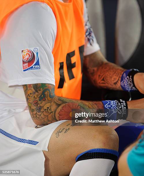 Tattoos on the body of Marco Materazzi of FC Internazionale Milano