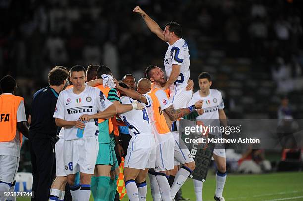 Dejan Stankovic of FC Internazionale Milano celebrates after scoring a goal to make it 0-1