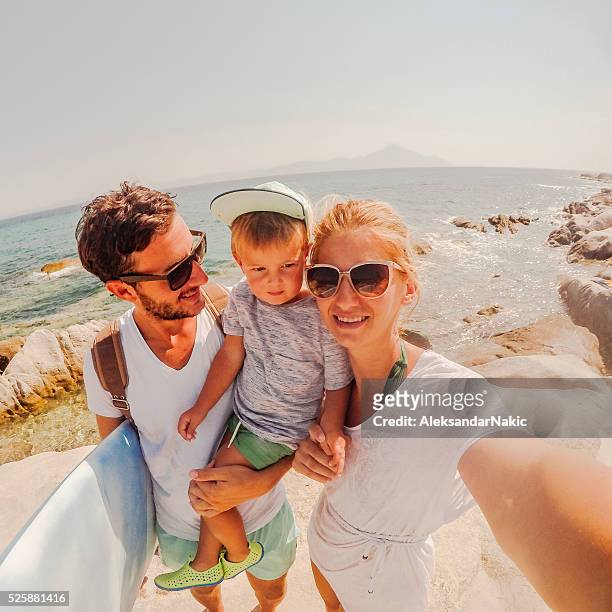 surfer's family - selfie male stock pictures, royalty-free photos & images