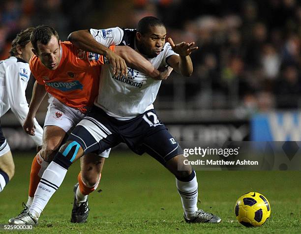 Charlie Adam of Blackpool and Wilson Palacios of Tottenham Hotspur