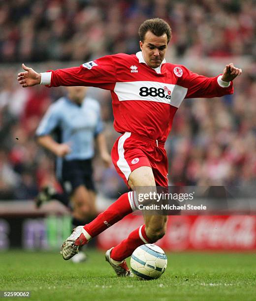 Szilard Nemeth of Middlesbrough in action during the Barclays Premiership match between Middlesbrough and Southampton at the Riverside Stadium on...