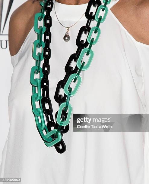 Beverly Todd, necklace detail, attends the 1st Annual Alliance of Women Directors awards and benefit at the Paley Center for Media on April 28, 2016...