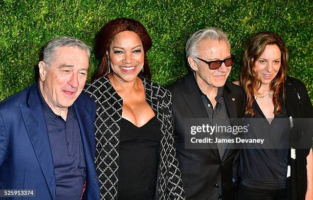 Robert De Niro, Grace Hightower, Harvey Keitel and Daphna Kastner attend the 11th Annual Chanel Tribeca Film Festival Artists Dinner at Balthazar on...