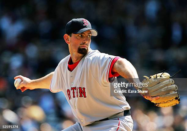 Starting pitcher Matt Clement of the Boston Red Sox pitches against the New York Yankees at Yankee Stadium on April 5, 2005 in Bronx, New York.