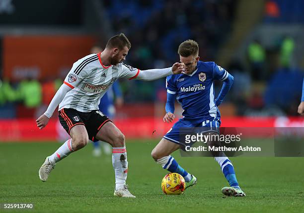 Ryan Tunnicliffe of Fulham and Craig Noone of Cardiff City