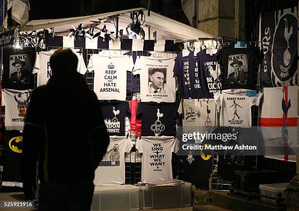Tottenham Hotspur T-shirts for sale on a street stall