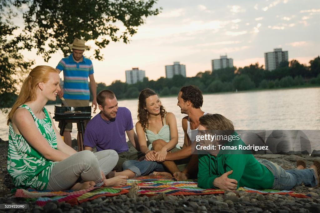 Friends Hanging Out by the Water