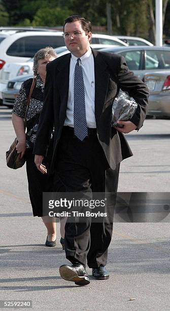 David Gibbs III, attorney for Terri Schiavo's parents, arrives for Schiavo's public memorial service April 5, 2005 in Gulfport, Florida. Clergy...