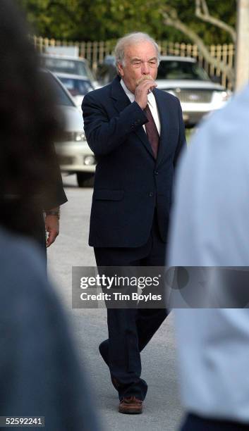 Bob Schindler, Terri Schiavo's father, enters his daughter's public memorial service April 5, 2005 in Gulfport, Florida. Clergy members told about...