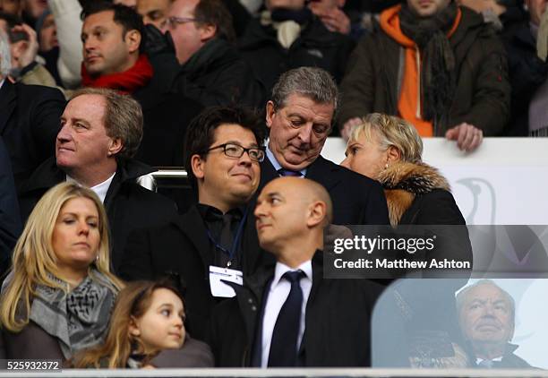 England manager Roy Hodgson stands behind comedian Michael McIntyre